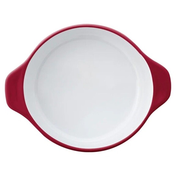 KitchenAid 2.25 QT Round Red Stoneware Casserole Baker Dish KQ990BXERA Bakeware - Picture 2 of 5